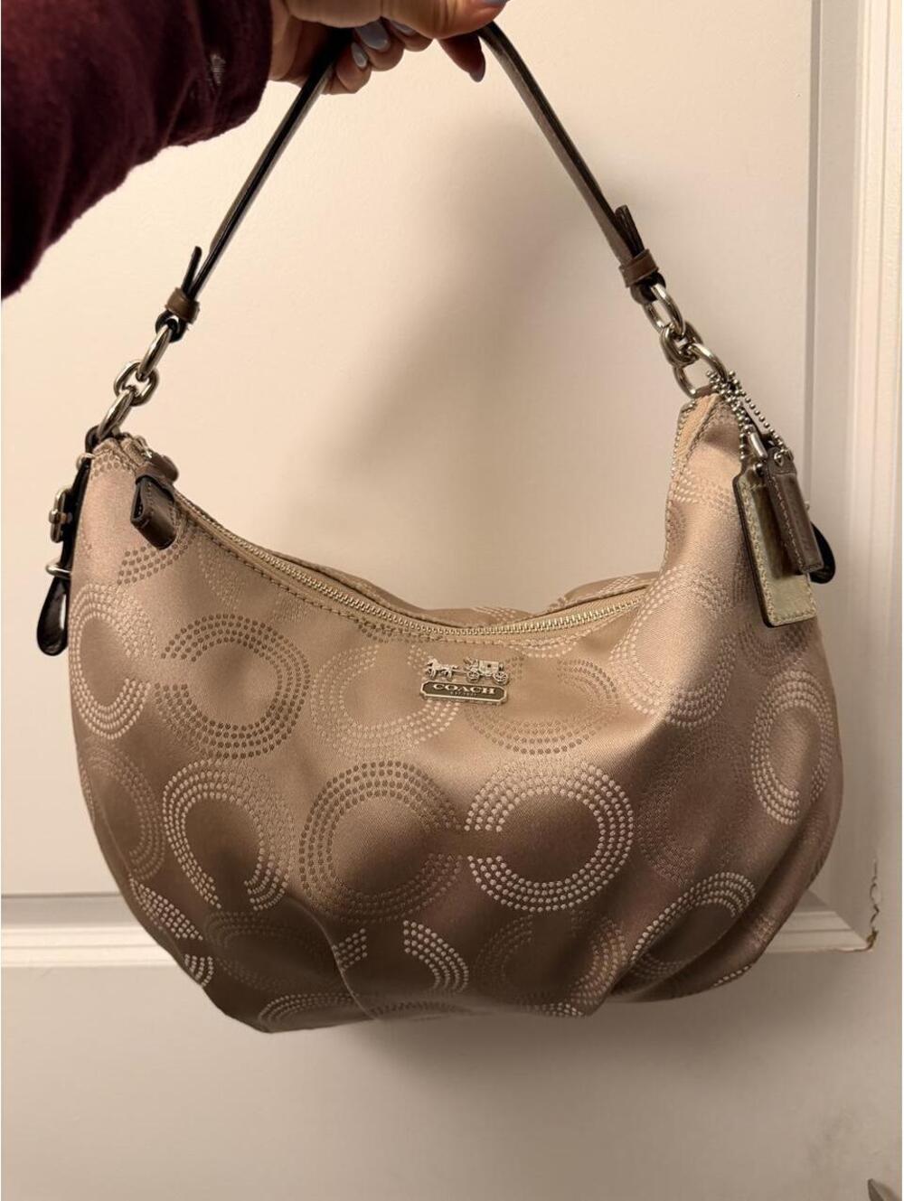 Vintage Coach 2012 Signature Hobo Bag in Tan & Brown